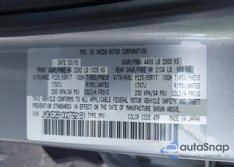 2016 Mazda Cx-5 Sport from USA, damaged, VIN JM3KE2BY0G0792161